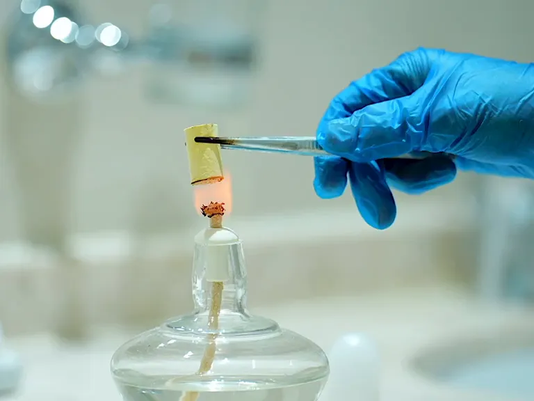 Lighting a moxa cone in our clinic